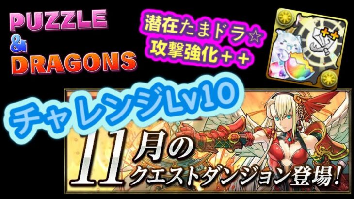 [パズドラ/龍族拼圖] 11月のチャレンジLv10 通關分享 改一件武裝便可打Lv9&10 [Puzzle & Dragon] [PAD] 五花腩PAD日記