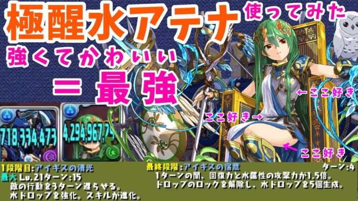 【パズドラ】極醒水アテナ使ってみた！ロイヤルオークの最強サブ！？強くて可愛いとか最強じゃね？