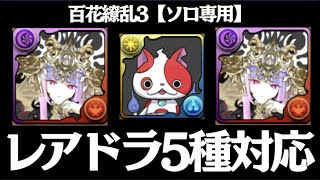 【百花3ソロ】パズルするけど安定重視のラフィーネ周回PT！レアドラゴンにも5種対応【パズドラ実況】