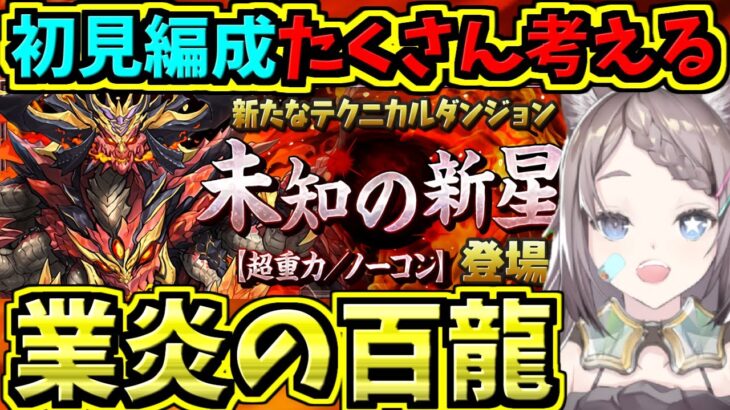 【百式チャレンジ】未知の新星の初見編成考える！業炎の百龍【パズドラ】