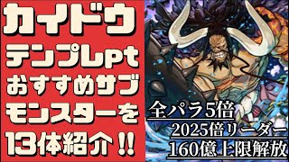 【カイドウ引けた人は絶対見て】テンプレ、おすすめサブモンスター13体紹介。何体持ってるかチェックしよう！（ワンピース、カイドウパーティ、編成、カイドウpt、ルフィ、ビッグマム、コロシアム）【パズドラ】