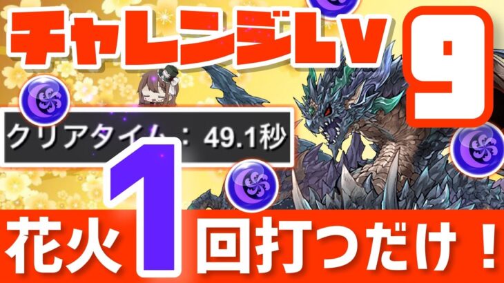 【パズドラ】1月クエストチャレンジダンジョンLv9！花火1回打つだけ！50秒クリア編成！