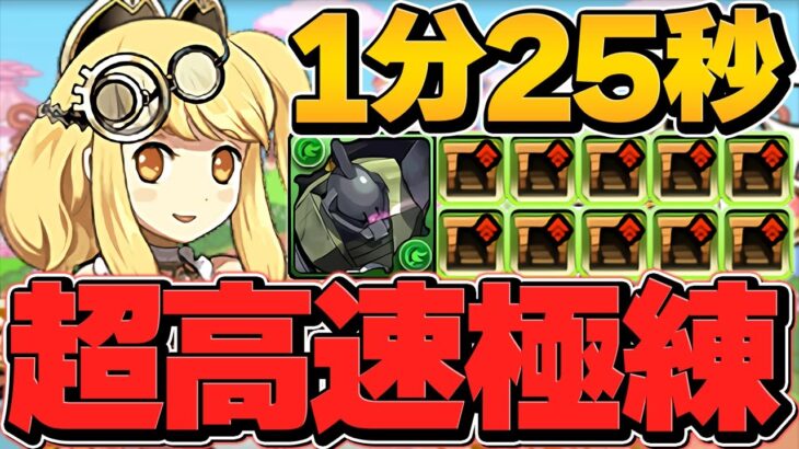 【時速最強】ゲルググ2枚で極練周回！ダンボ13+経験値バッチ！1周1分25秒で高速ランク上げ！【パズドラ】