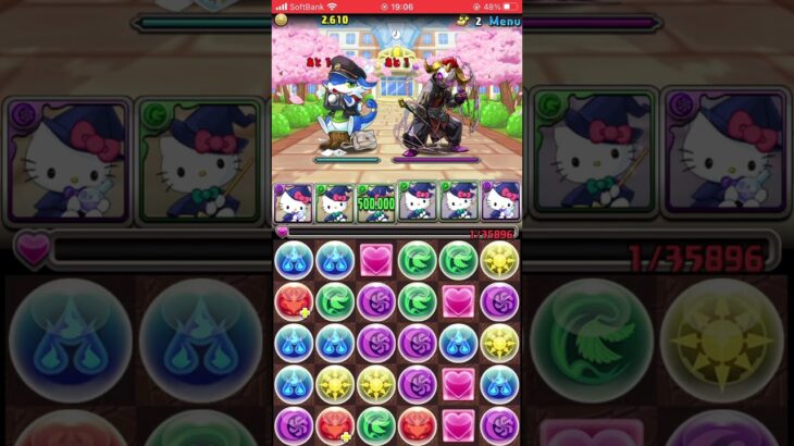 【パズドラ】私立パズドラ学園 入学式 初級 闇キティ周回編成 代用解説は概要欄にあります。