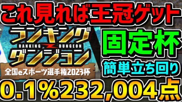 0.1%23.2万点！これ見ればOK！誰でも王冠取れるチャンス！ランキングダンジョン！全国eスポーツ選手権2023杯！【パズドラ】