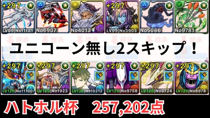 ユニコーン無し2スキップ！ハトホル杯257202点【パズドラ】【ランダン】