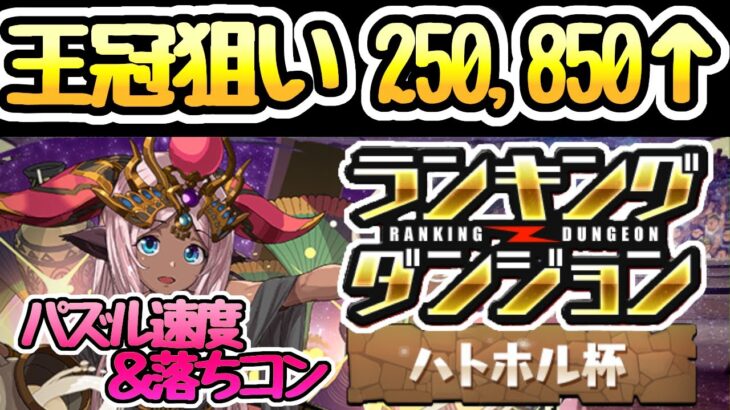 【ランダン ハトホル杯】王冠狙い立ち回り250,850 ↑2スキップ自力パズル3回！【パズドラ】