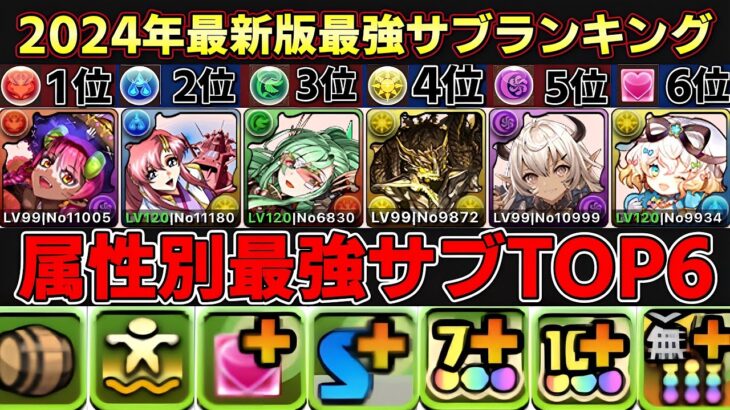 【パズドラ】環境サブランキング‼︎属性別で個別ランキング全36体‼︎最後は総合ランキングも発表‼︎【パズドラ実況】