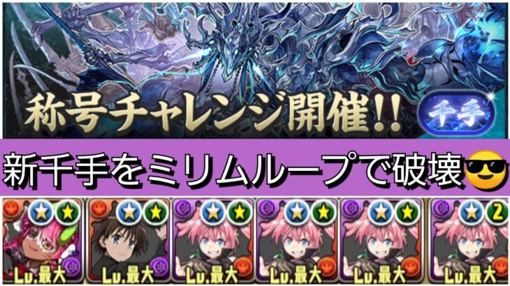 【最強&人権】新千手をミリムループで破壊😎【パズドラ】