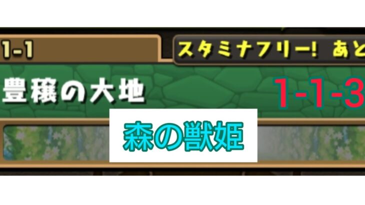 【パズドラ】豊穣の大地  (森の獣姫)  1-1-3をプレイしてみた！ 【テクニカルダンジョン】