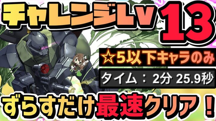 【パズドラ】8月クエストLv13！☆5以下のみ！2分半ずらすだけ超簡単クリア編成！