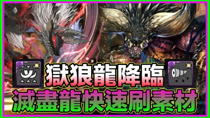 PAD パズドラ 狩獵獄狼龍！滅盡龍+獵人快刷！加上武裝部位破壞高達80%掉落！！獄狼龍降臨