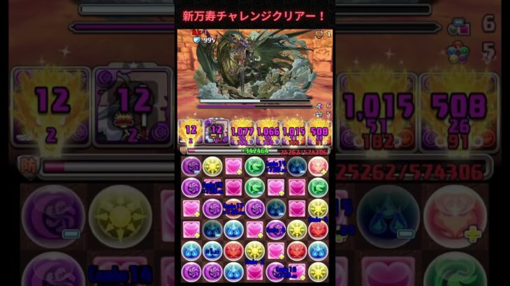 新万寿チャレンジクリアー！　ボス戦　＃パズドラ　＃新万寿