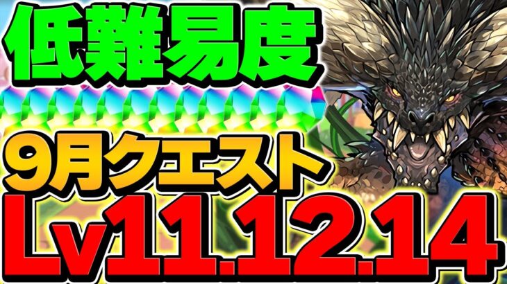 ネルギガンテが周回最強！7分でLV11,LV12,LV14全て攻略！代用&立ち回り！魔法石大量ゲット！９月クエスト【パズドラ】