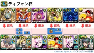 【パズドラ】ランキングダンジョン ティフォン杯 簡単な9手ルートのみで216000点⤴︎出る編成！