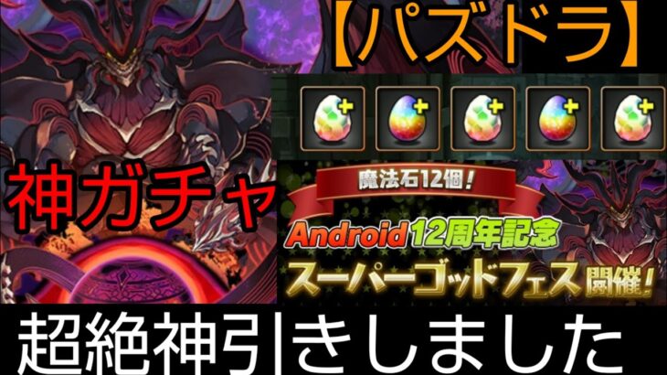 【パズドラ】Android12周年記念スーパーゴッドフェスを10回引いたら超絶神引きしました