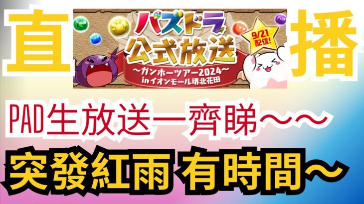 【パズドラ】【PAD】突發紅雨 一齊睇直播