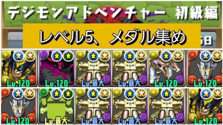 【メダル集め】デジモンコラボ、上級編レベル5【パズドラ】