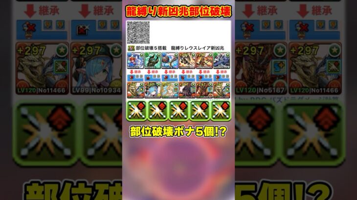 【パズドラ】部位破壊ボーナス5個で素材確定ドロップ!?リオレウス＆リオレイア希少種の新凶兆がヤバすぎる!! #shorts #パズドラ #ドラゴン縛り【ゆっくり実況】