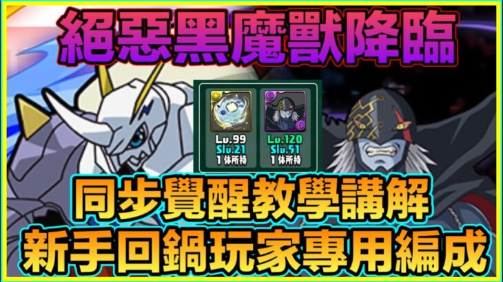 PAD パズドラ 數碼暴龍 絕惡黑魔獸降臨打法！新手回鍋玩家專用 同步覺醒教學講解