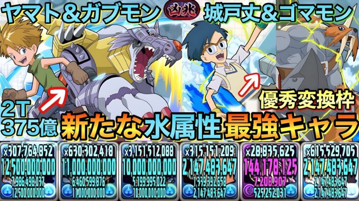 [デジモンコラボ] 石田ヤマト&ガブモンが水属性最強キャラで登場！城戸丈&ゴマモンも超優秀変換枠に！新凶兆を攻略！[パズドラ]