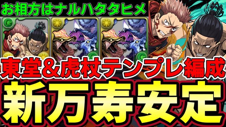 【パズドラ】東堂&虎杖で新万寿攻略‼︎安定はするけど・・・相方ナルハタタヒメの２色２way編成【パズドラ実況】