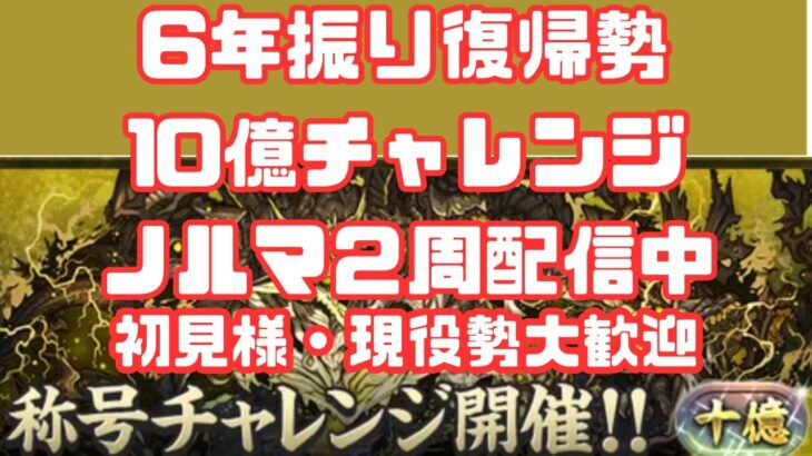 【パズドラ6年振復帰勢】十億チャレンジをまったり周回【現役勢・初見様大歓迎】