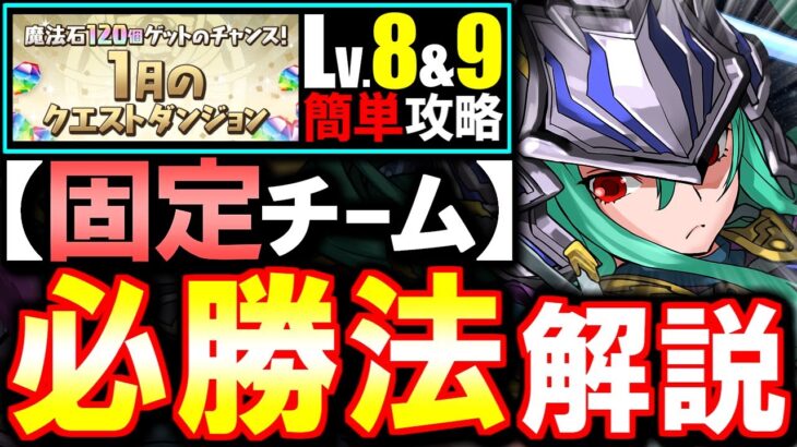 【固定チーム】最も楽な立ち回りがこちら!!1月のクエスト チャレンジLv8 Lv9攻略法を徹底解説!!魔法石をサクっとGETしよう!!【パズドラ】