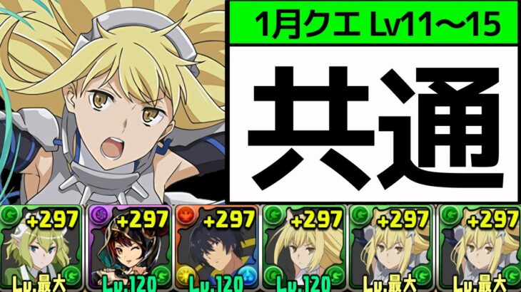 【魔法石120個】1月クエストLv11〜15まで全対応！簡易リューアイズ、ネロ編成を紹介【パズドラ】