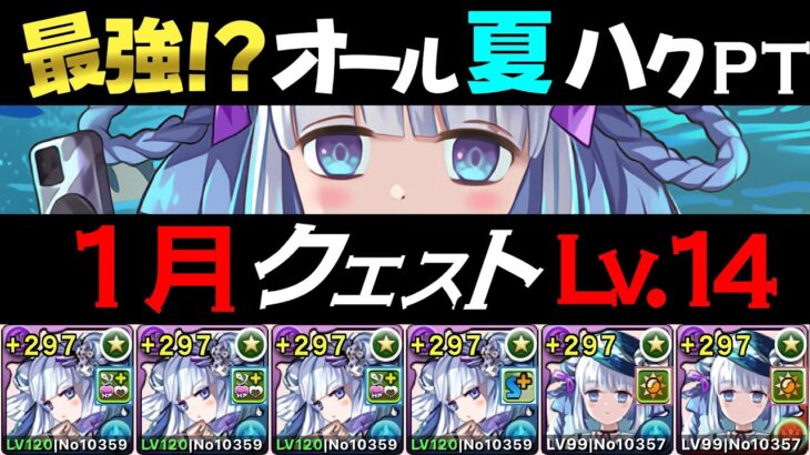 【パズドラ】オールハクパチャレンジ1月編！このPTが最強です【1月クエスト Lv14】【クエダン】