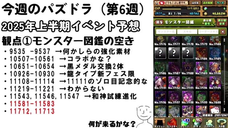 【今週のパズドラ#6週目】2025年上半期、コラボ,イベント予想