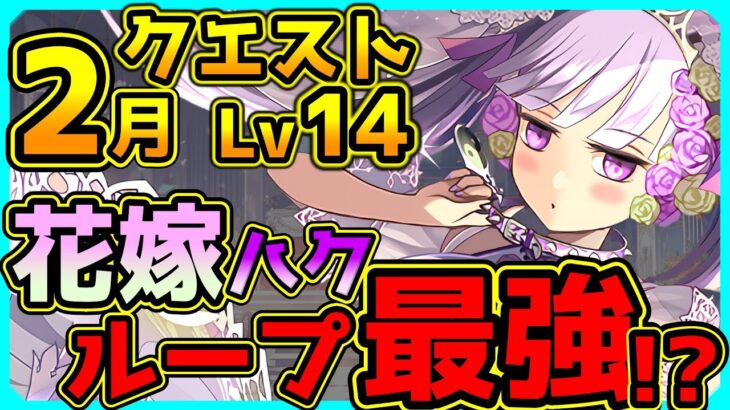 【パズドラ】嫁ハクループ最強！？　オール嫁ハクPTで2月クエスト Lv14挑んだ結果！？【クエダン】