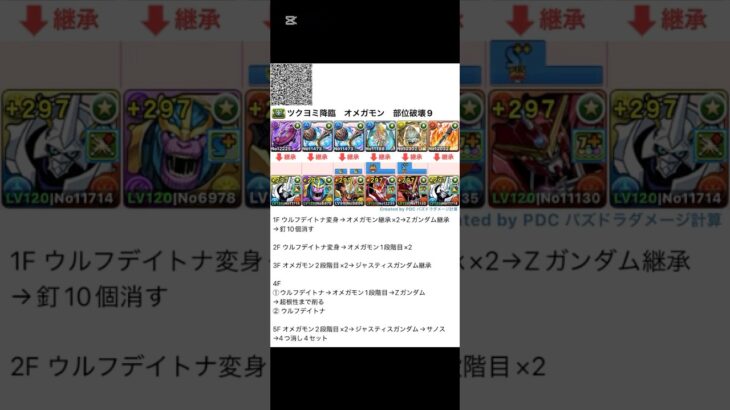 ツクヨミ降臨オメガモン3分全部位破壊周回2【パズドラ】#shorts #パズドラ #ガンコラ #オメガモン