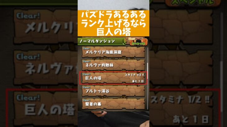 【パズドラあるある】ランク上げなら巨人の塔